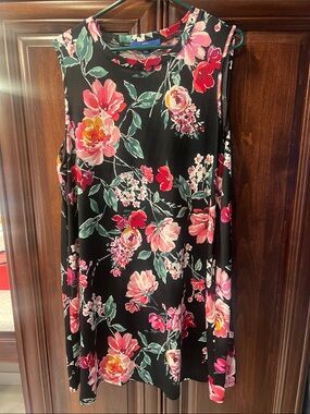 Apt. 9 Black Floral Sleeveless Shift Dress